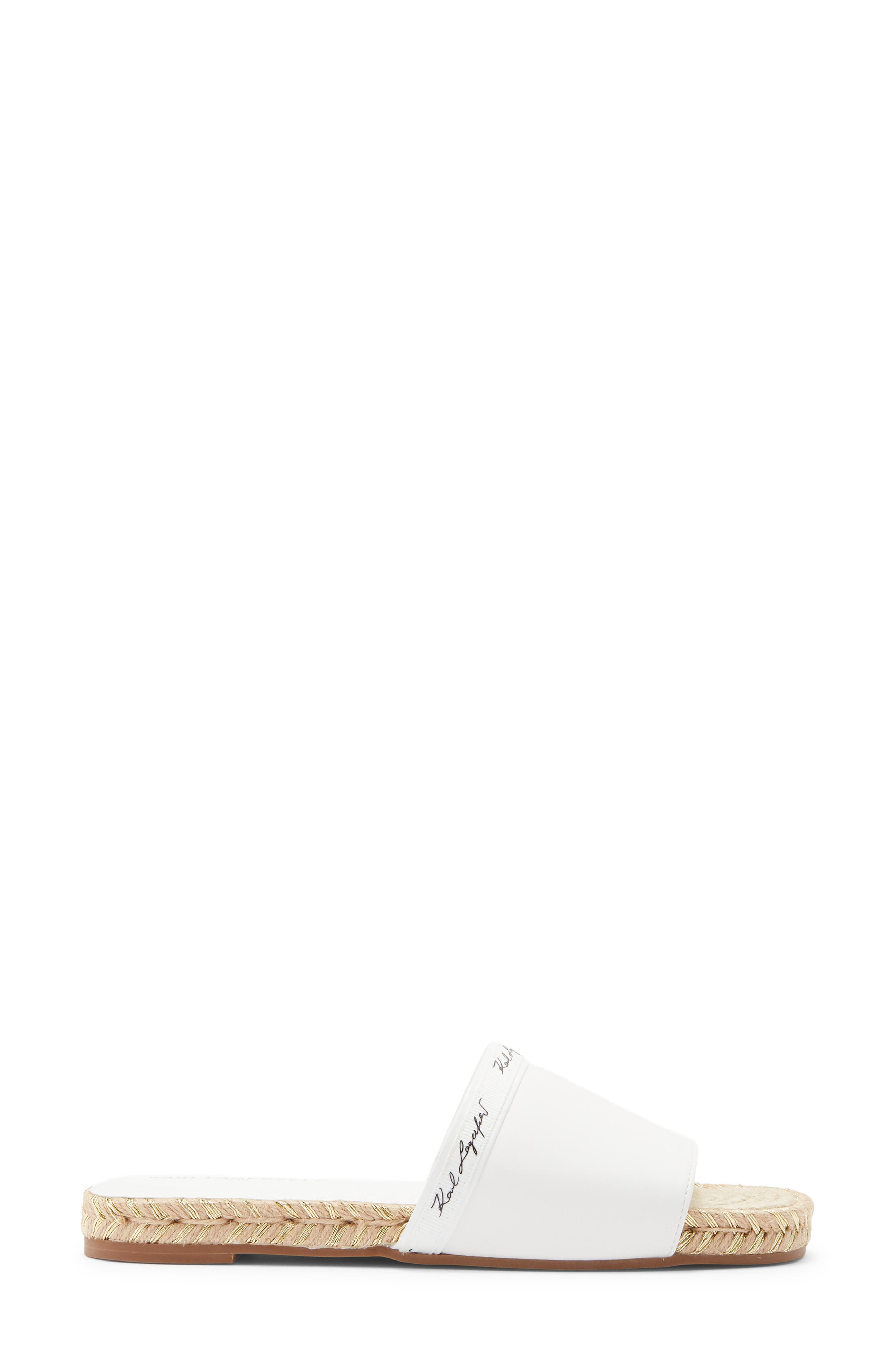 KARL LAGERFELD PARIS Tarzana 2 Script Espadrille Slide Sandal, Alternate, color, White