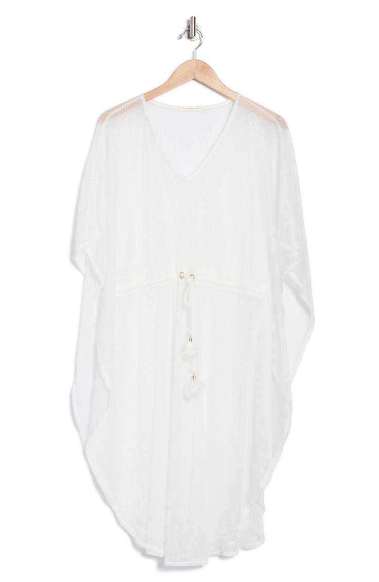 AREA STARS Metallic Drawstring Waist Poncho, Alternate, color, White