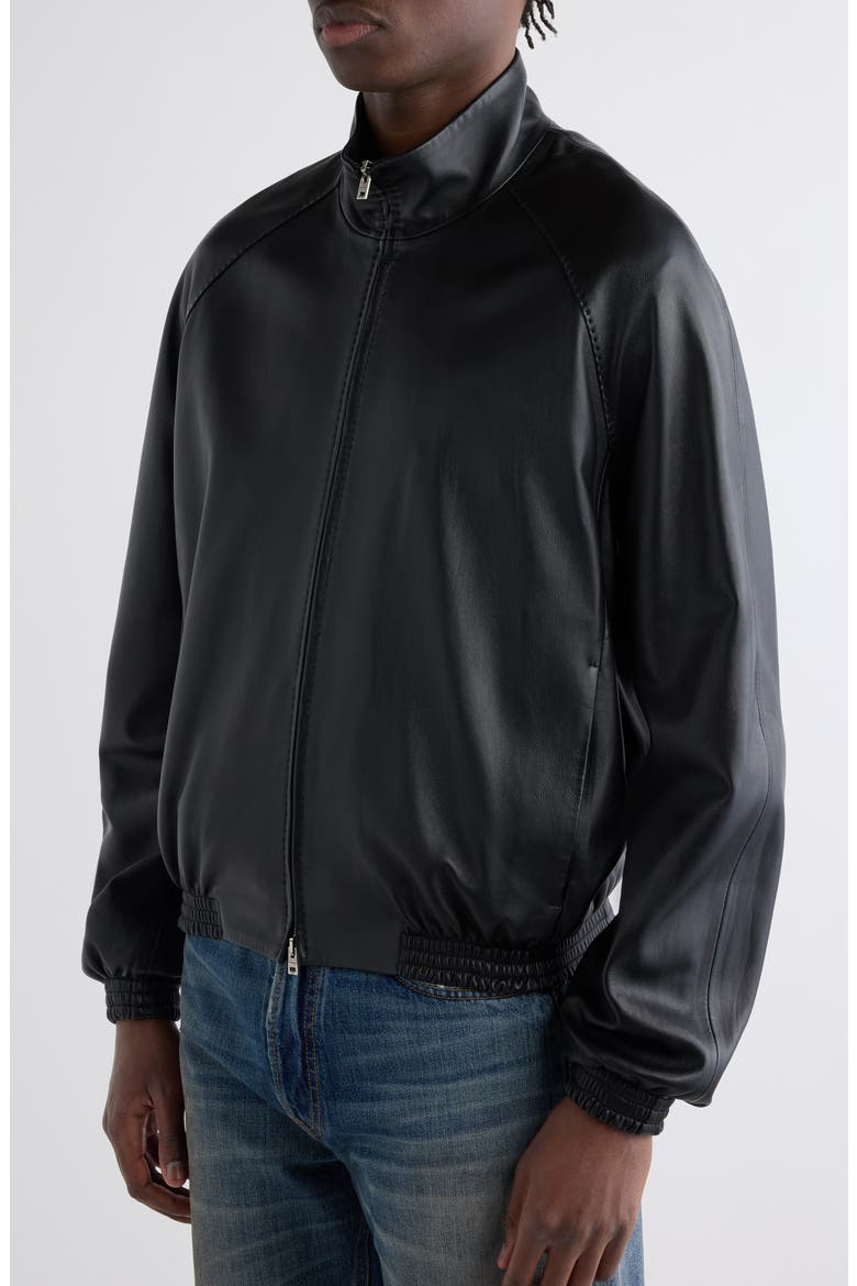 Lokot Leather Bomber Jacket, Alternate, color, BLACK
