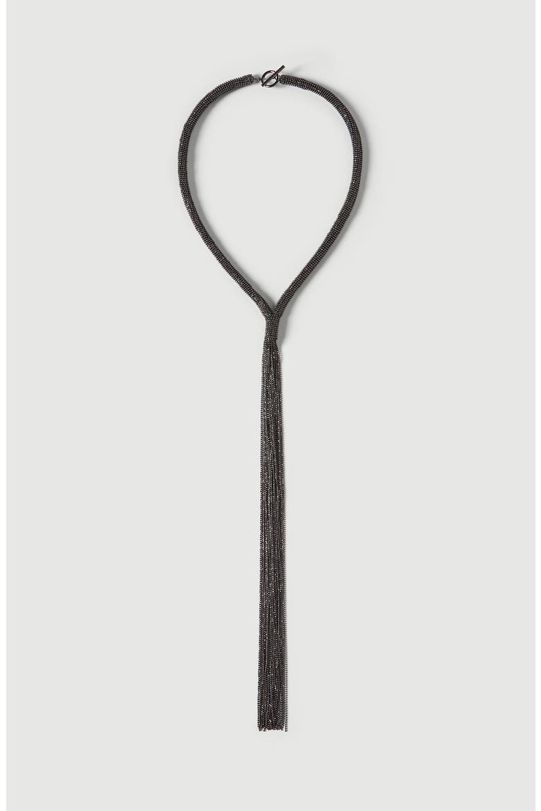 Monili tie necklace, Alternate, color, Black