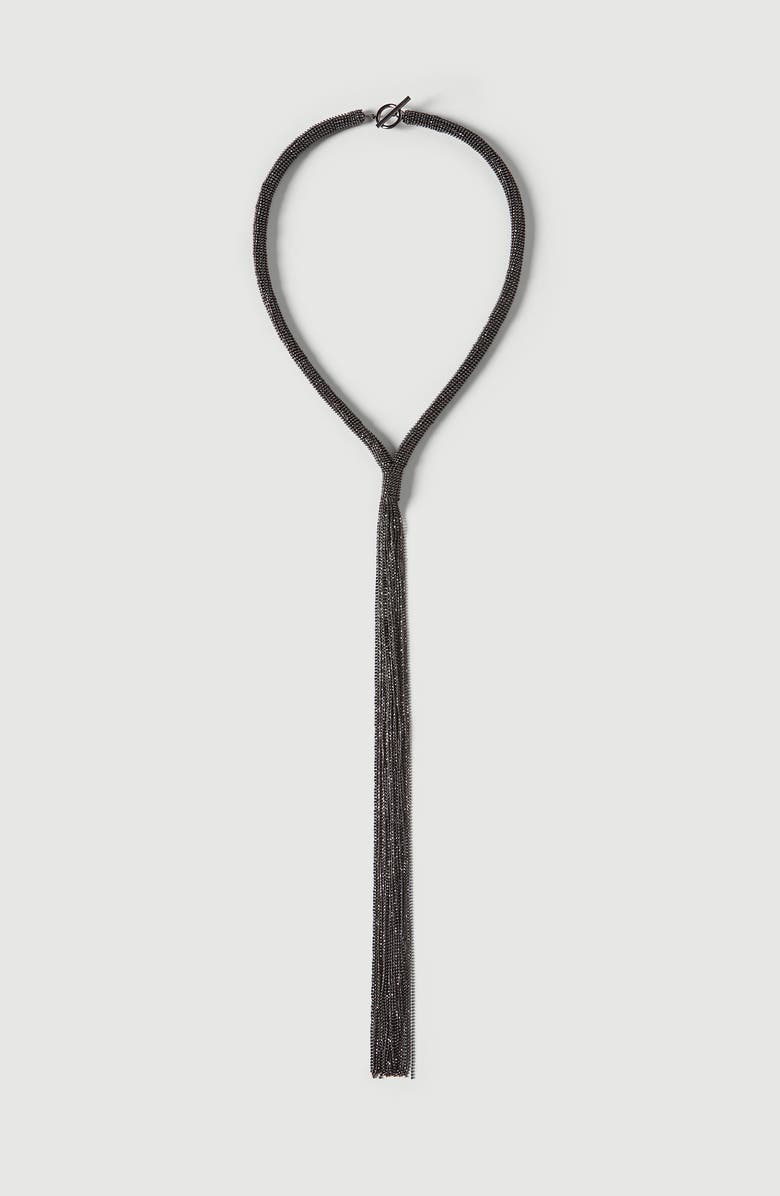 Brunello Cucinelli Monili tie necklace, Alternate, color, Black