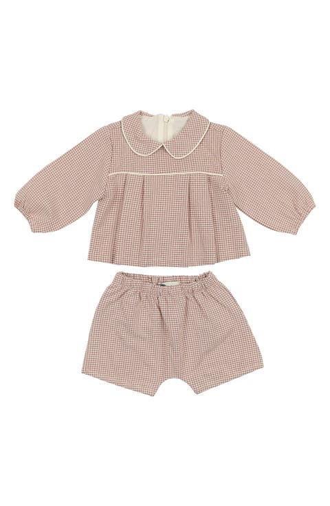 Check Peter Pan Collar Top 
Shorts Set (Baby)