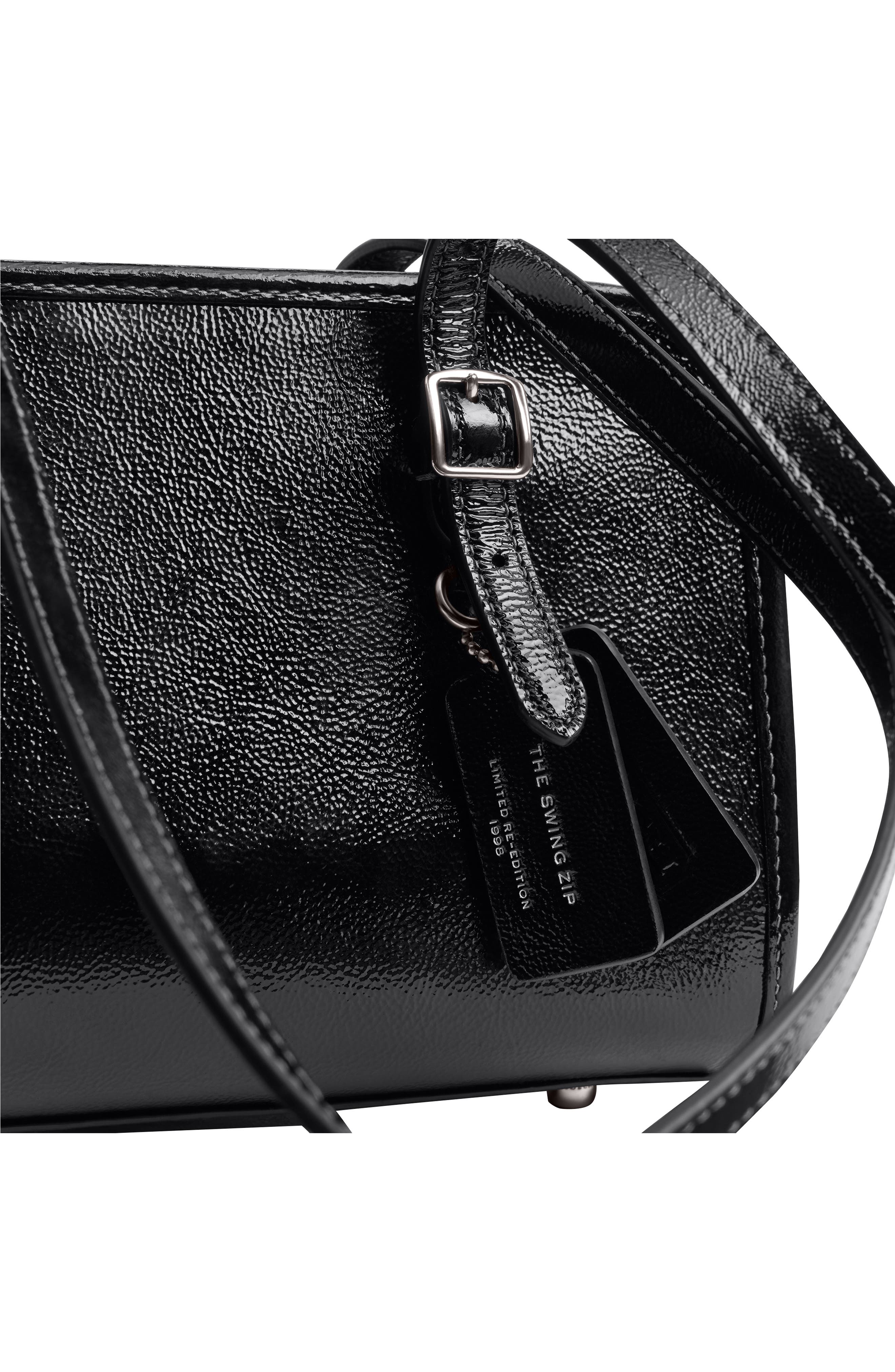 COACH The Coach Originals Crinkle Patent Leather Swing Zip Satchel, Alternate, color, 