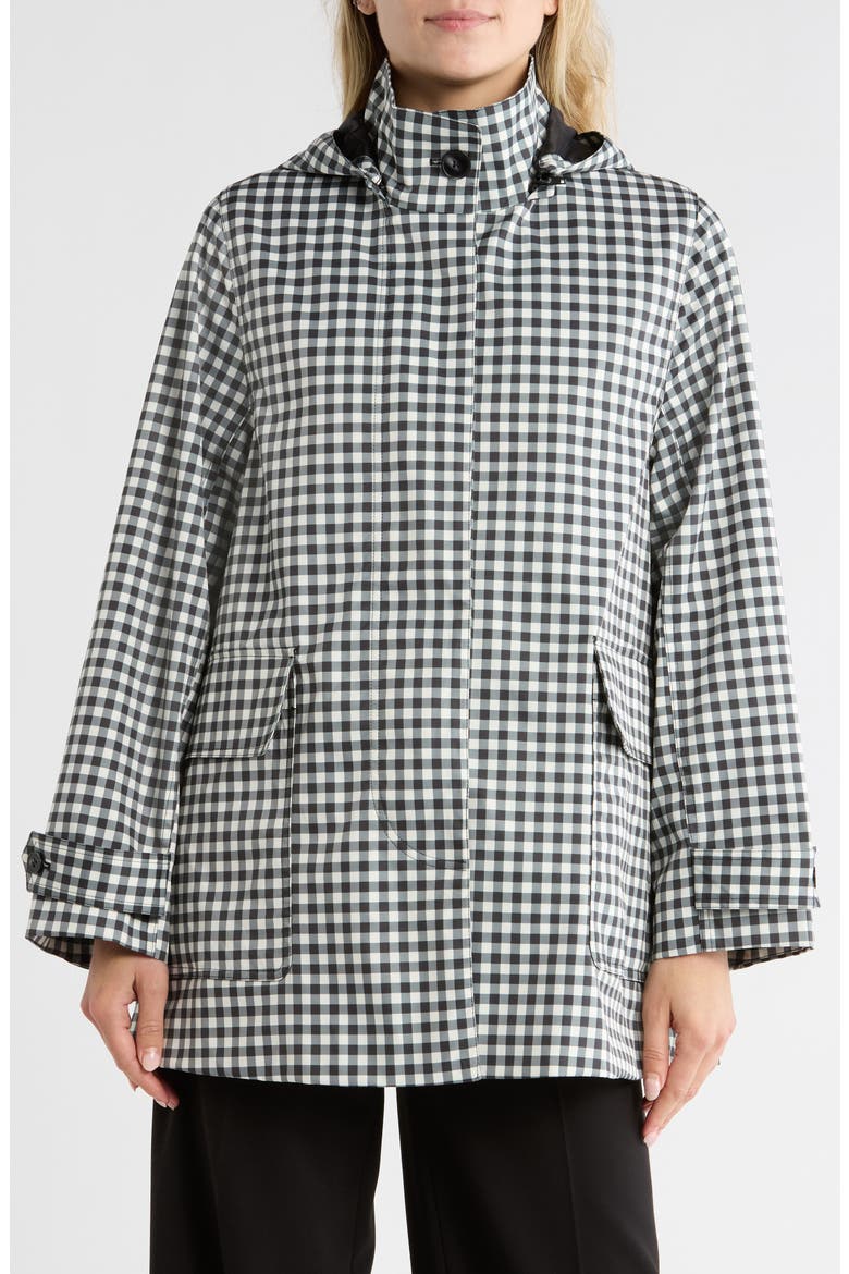 Recycled Polyester Rain Coat, Main, color, BLACK/WHITE