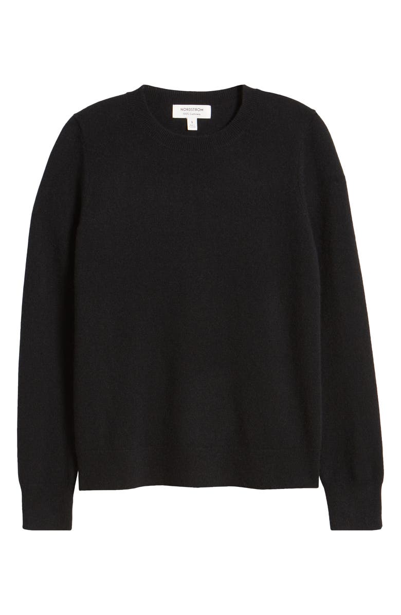 Nordstrom Cashmere Crewneck Sweater, Alternate, color, Black Rock