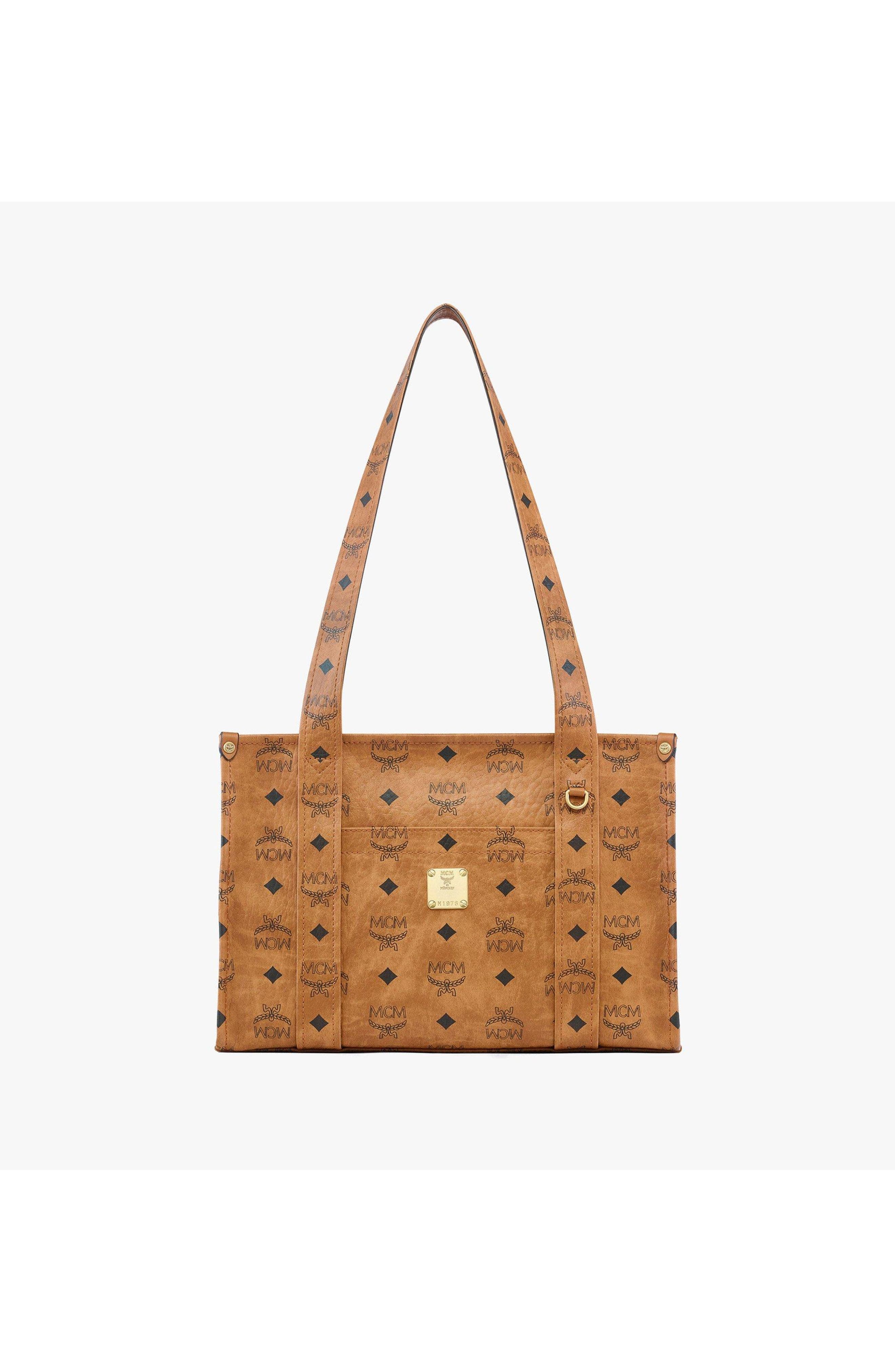 Small Aren School Bag Tote in Visetos, Main, color, Cognac