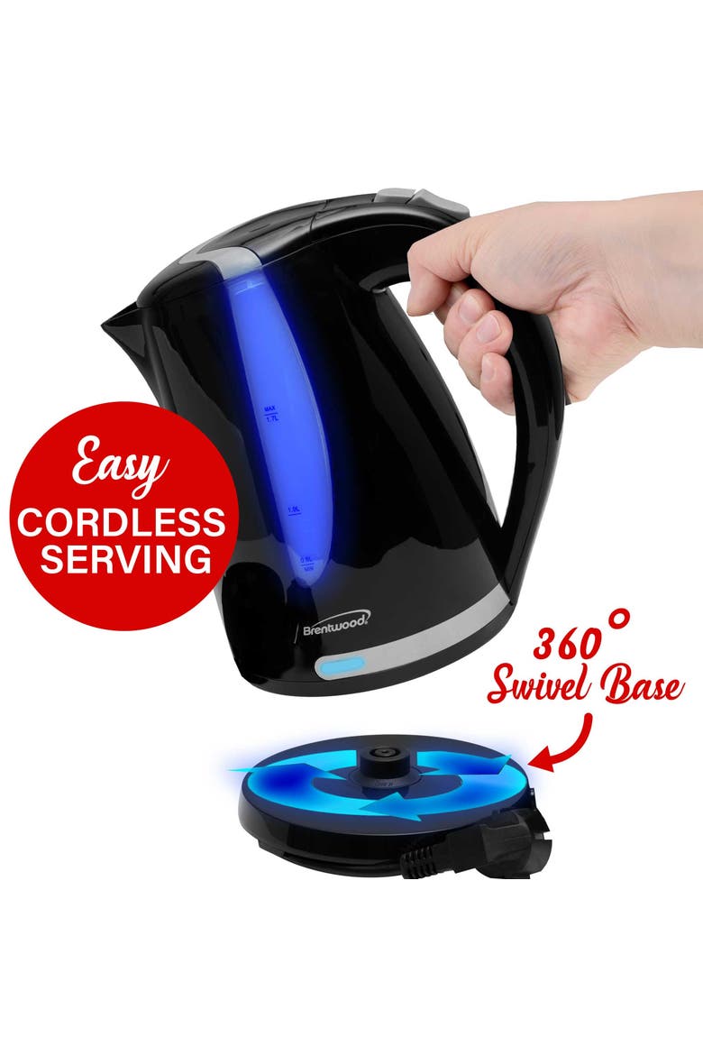 1.7L 1100W 360 Cordless Electric Kettle, Alternate, color, Black
