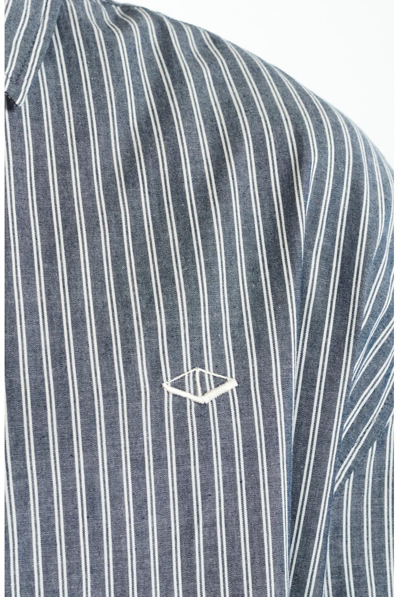 Off Court Boxy Fit Stripe Cotton Button-Up Shirt, Alternate, color, NAVY