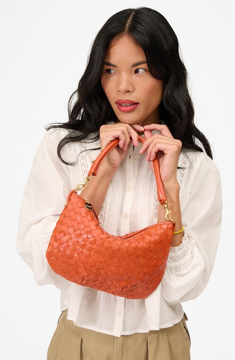 Clare V. Medium Petit Moyen Woven Leather Messenger Bag, Alternate, color, Saltillo