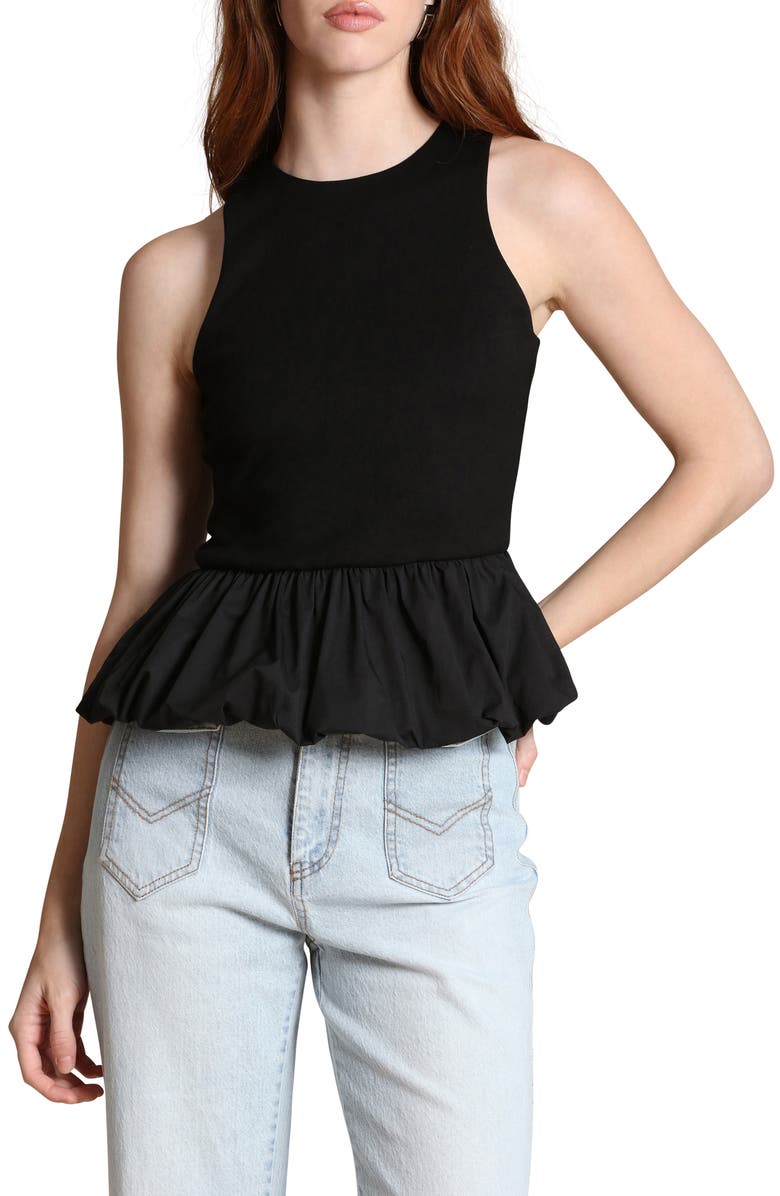 Avec Les Filles Peplum Tank, Main, color, Black