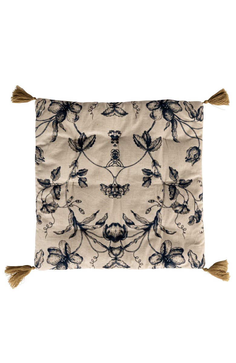 Storied Home Cotton and Linen Print Chair Cushion, Main, color, 