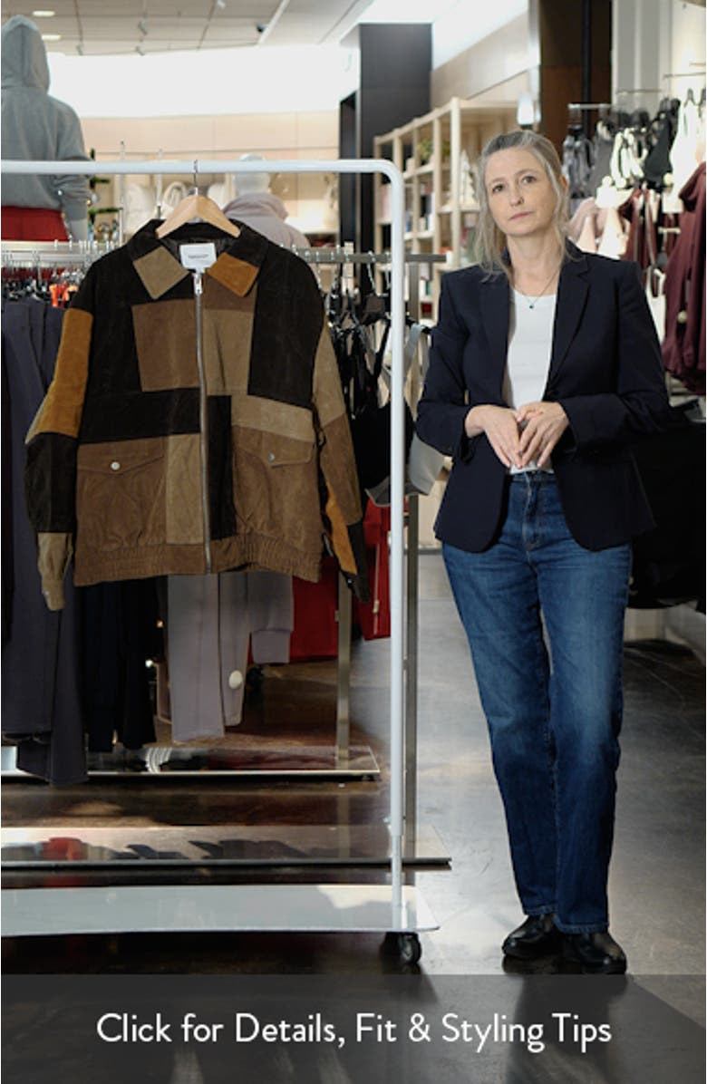 Patchwork Faux Suede Bomber Jacket, sales video thumbnail