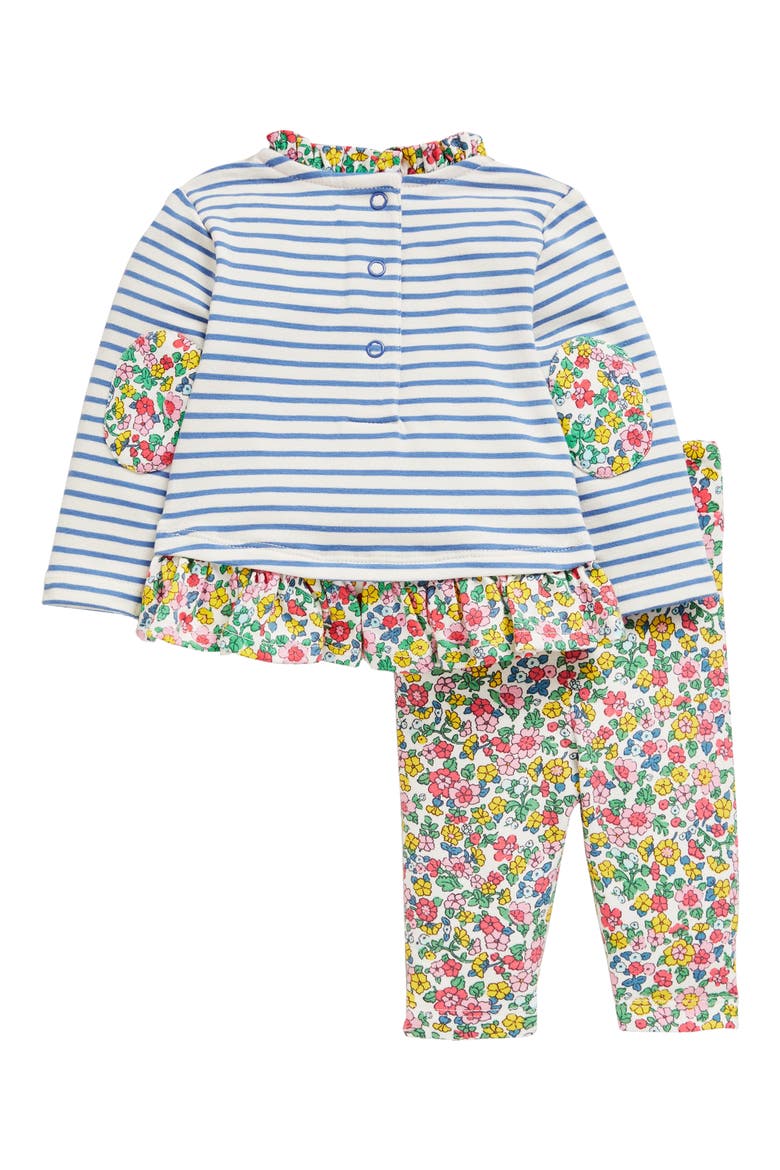 Hotchpotch Stripe Floral Print Play Top & Pants Set, Alternate, color, IVORY/ BLUE VINTAGE FLOWERBED