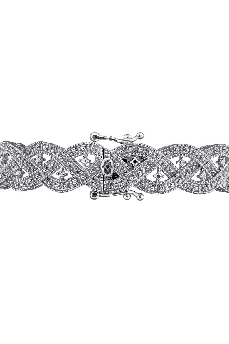 Lab-Grown Diamond Braided Bangle, Alternate, color, Sterling silver
