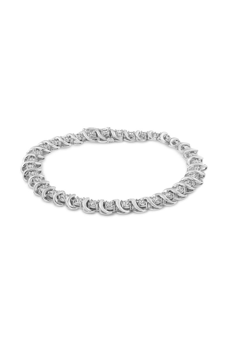 Silver 1/3 Cttw Miracle-Set Diamond "S" Link Tennis Bracelet, Alternate, color, White