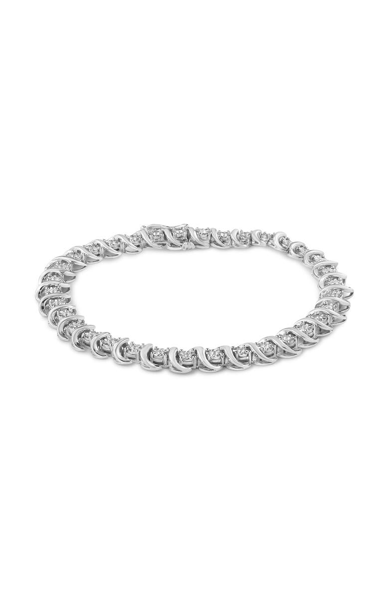 Haus of Brilliance Silver 1/3 Cttw Miracle-Set Diamond "S" Link Tennis Bracelet, Alternate, color, White