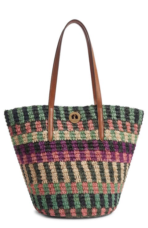 Stripe Raffia Tote