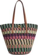 Veronica Beard Stripe Raffia Tote