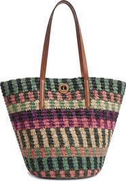 Veronica Beard Stripe Raffia Tote