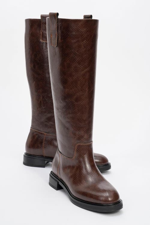 Prologue Shoes Alaska Pattern Western Boot In Brown
