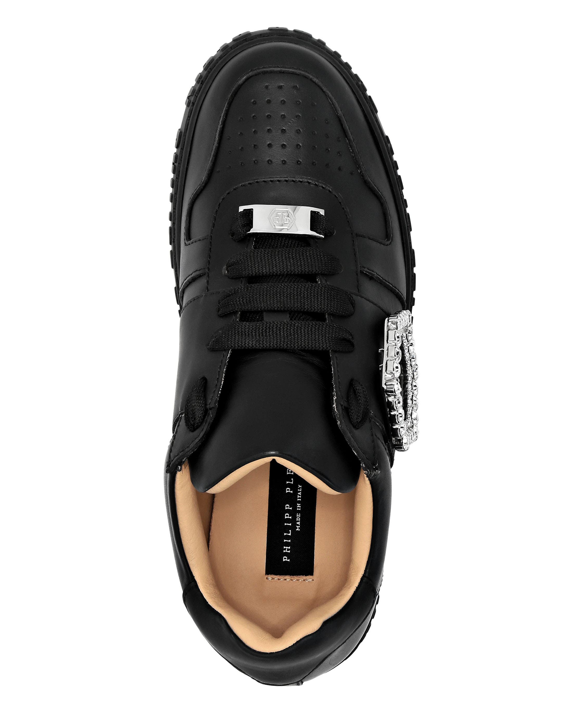 Leather Lo-Top Sneakers Women, Alternate, color, black/black