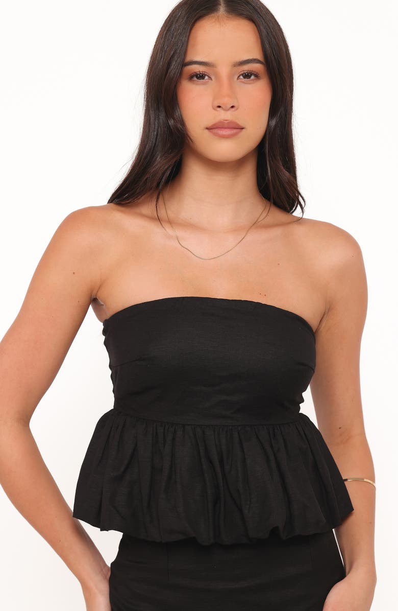 Petal & Pup Ursa Peplum Strapless Top, Alternate, color, Black