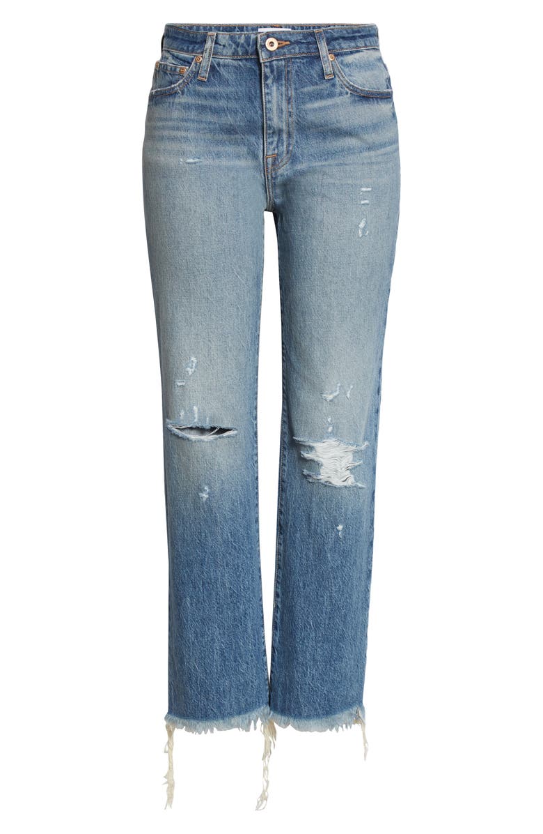 Jonathan Simkhai Standard Eliot Ripped High Waist Ankle Jeans, Alternate, color, Venice