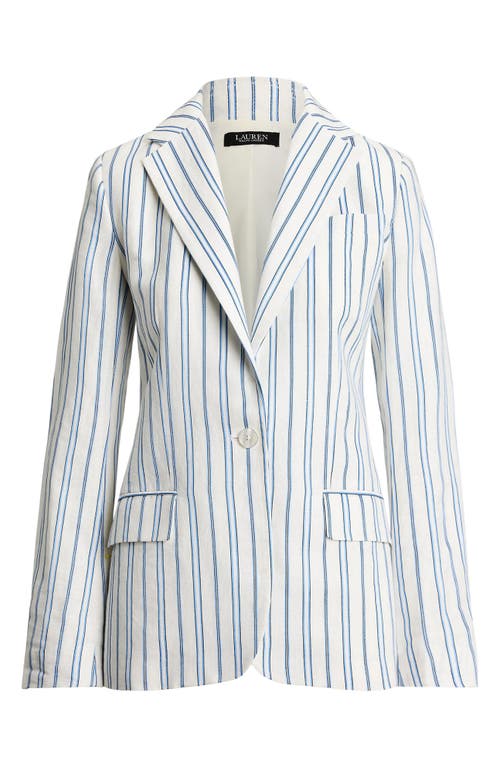 RALPH LAUREN LAUREN RALPH LAUREN STRIPE LINEN BLEND BLAZER 