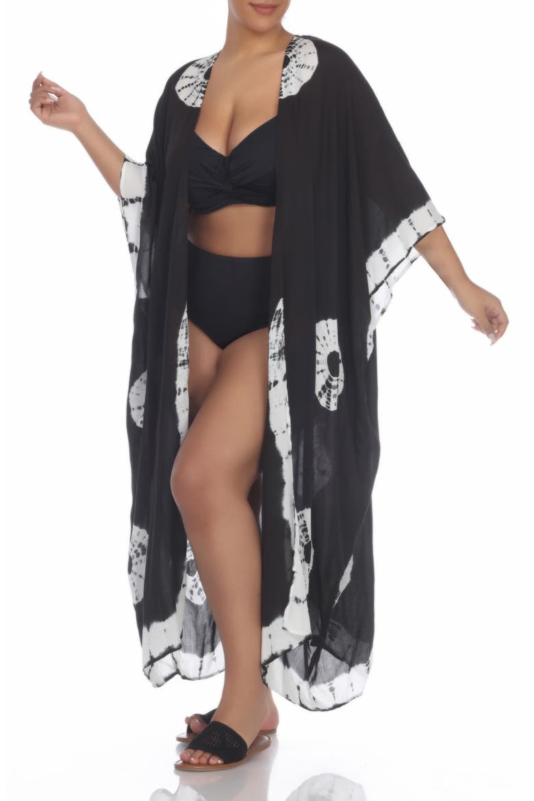 Tie Dye Cover-Up Kaftan, Alternate, color, BLACK TD