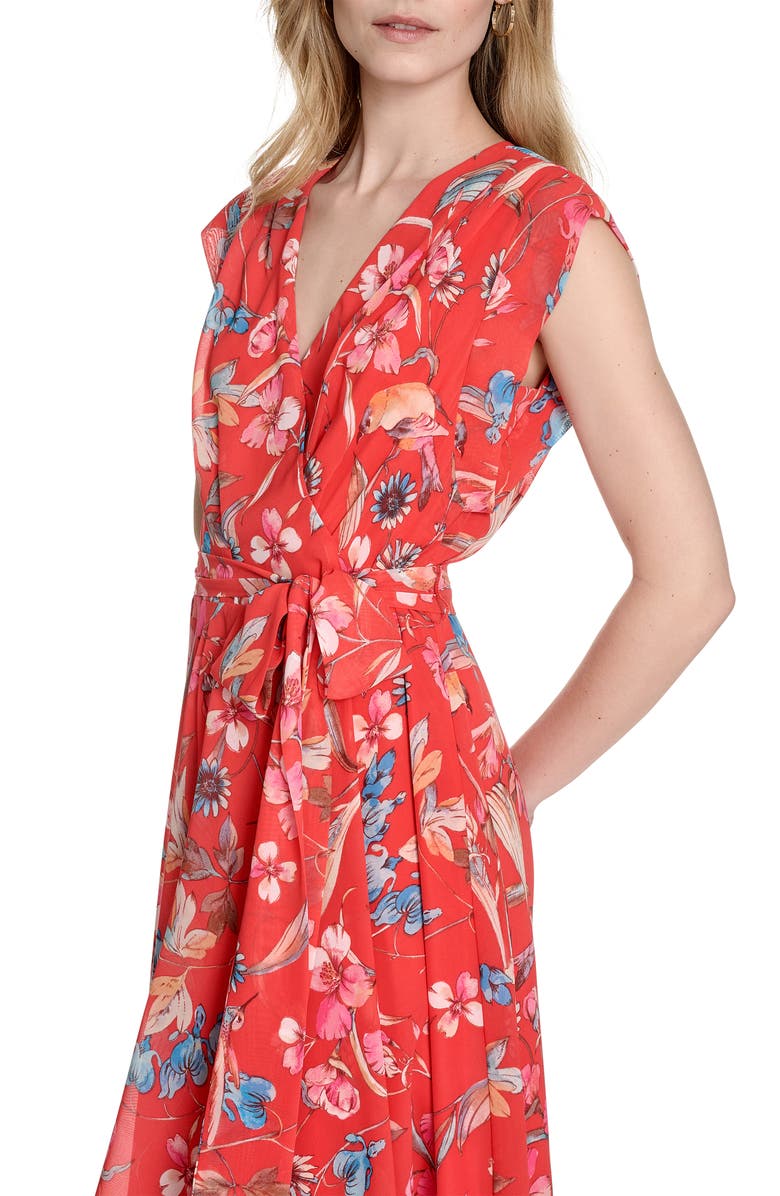 Eliza J Floral Surplice Neck Sleeveless High-Low Dress, Alternate, color,