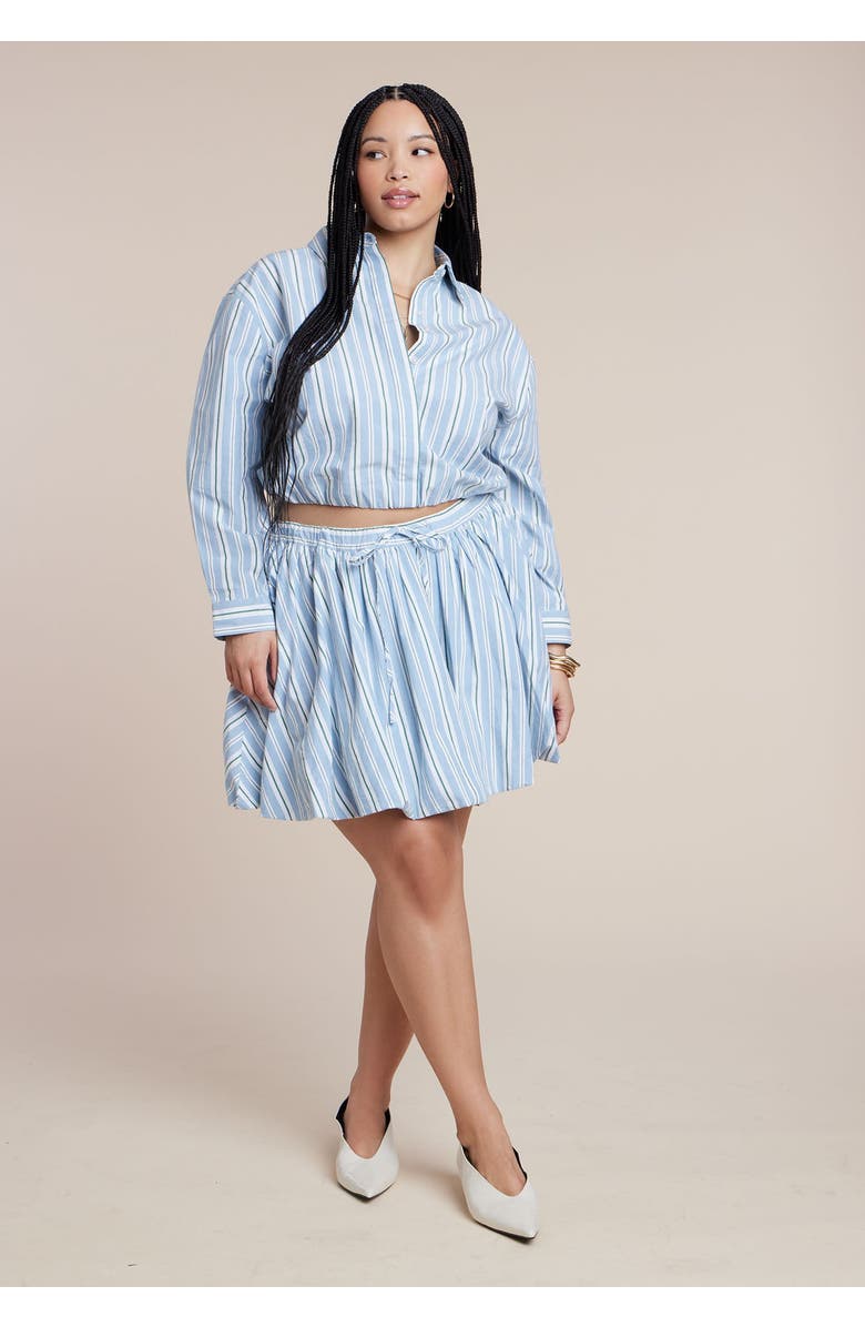 ELOQUII Striped Bubble Mini Skirt, Main, color, White