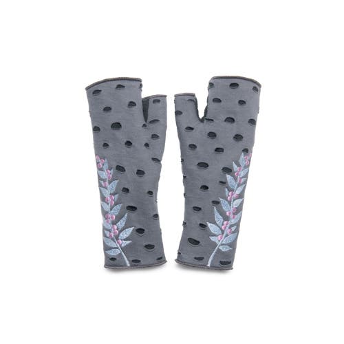 Feelgoodz Artisan Crafted Fleece Lined Hazel Fingerless Jersey Gloves In Gray