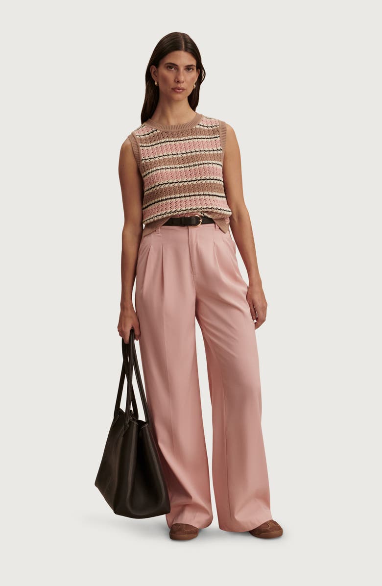 Varley Deeley Stripe Sleeveless Sweater, Alternate, color, Warm Taupe / Mellow Rose