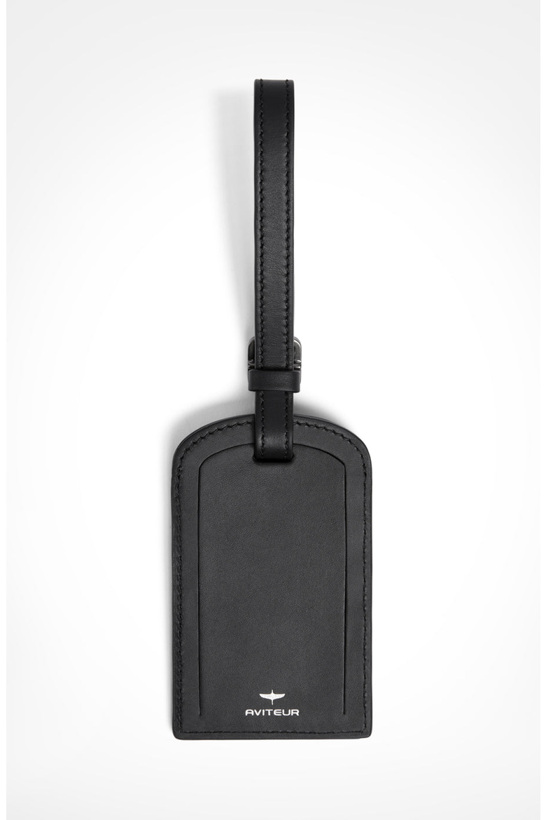 Paglia di Vienna Weave Calfskin Luggage Tag, Alternate, color, Black