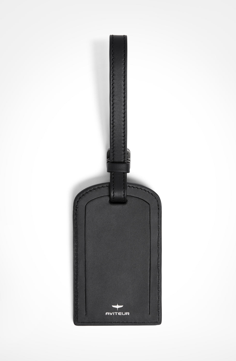 Aviteur Paglia di Vienna Weave Calfskin Luggage Tag, Alternate, color, Black