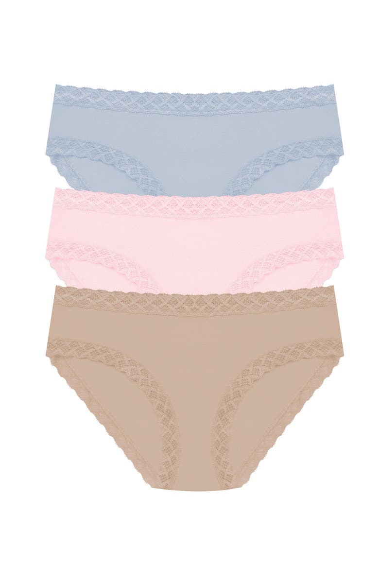 Natori Bliss Cotton Girl Brief 3-Pack, Main, color, Blue Mist/Delicate Rse/Lt Mcha