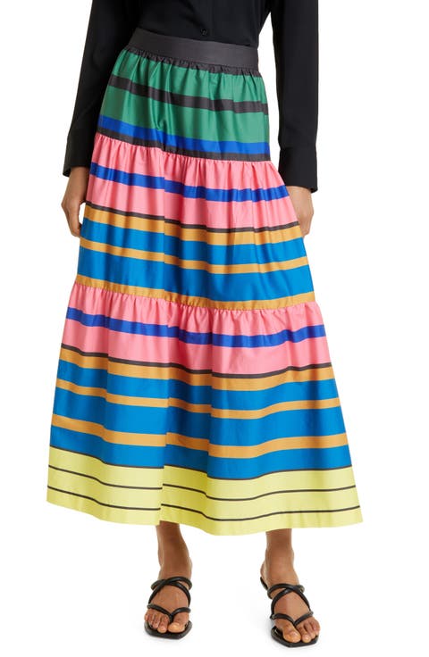 Sea Leaf Print Maxi Skirt
