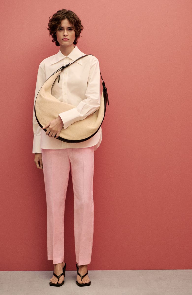 MANGO Boreli Linen Pants, Alternate, color, Light/ Pastel Pink