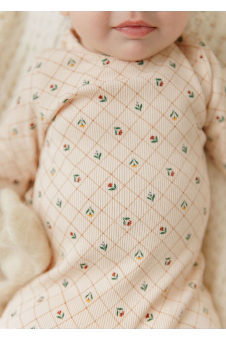 Floral Grid Collection - Footie, Alternate, color, Pink