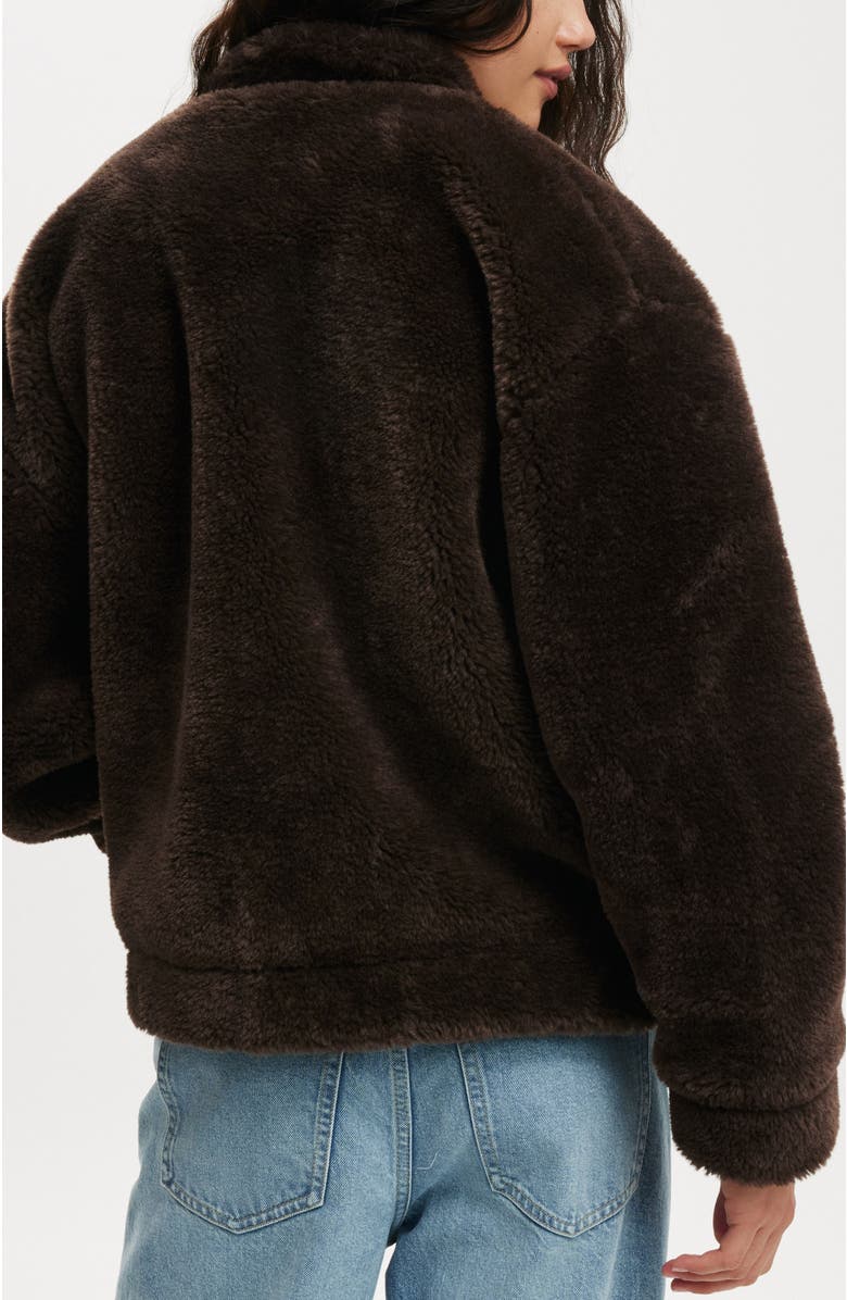 Cotton On Women's Teddy Bomber Jacket, Alternate, color, Brown