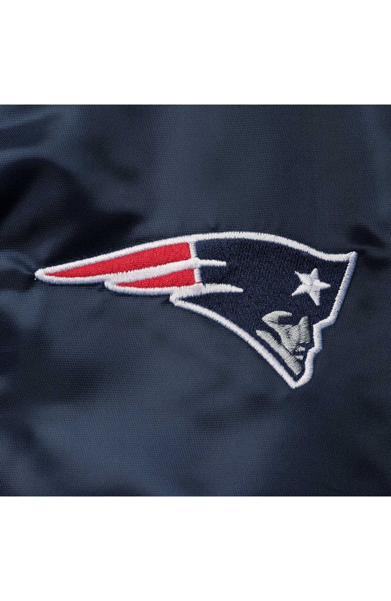 STARTER Men's Starter Navy New England Patriots Locker Room Satin Varsity Full-Snap Jacket, Alternate, color, Navy