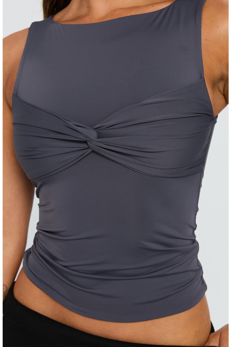 Azaire Twist Front Sleeveless Crop Top, Alternate, color, SLATE