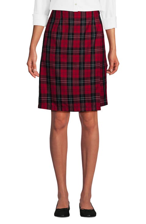 School Uniform  Plaid  A Line Tab Skort Top of Knee