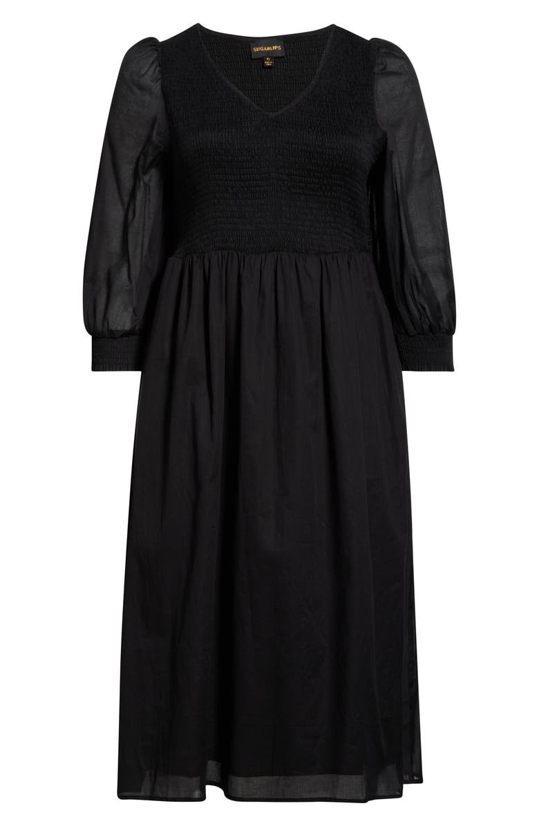 SUGARLIPS Zelda Smocked Long Sleeve Maxi Dress, Alternate, color, Black