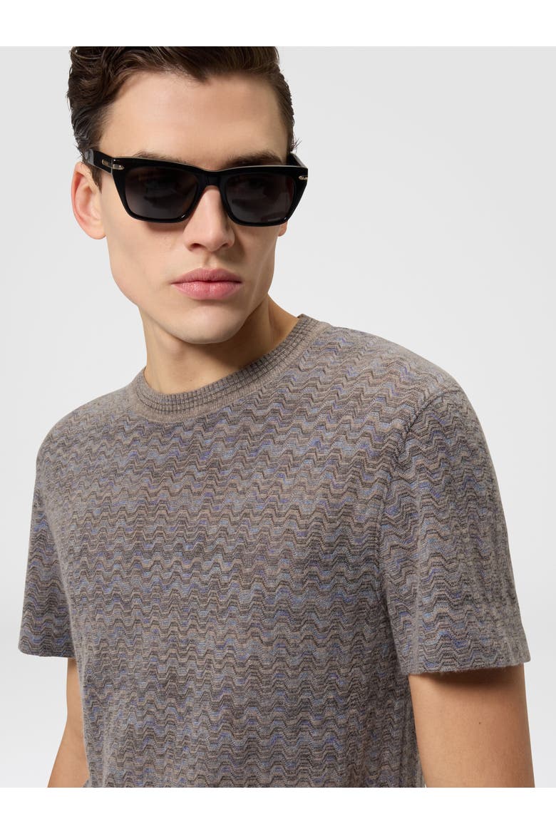 Cashmere And Viscose Knit Crewneck T-shirt, Alternate, color, Multicoloured
