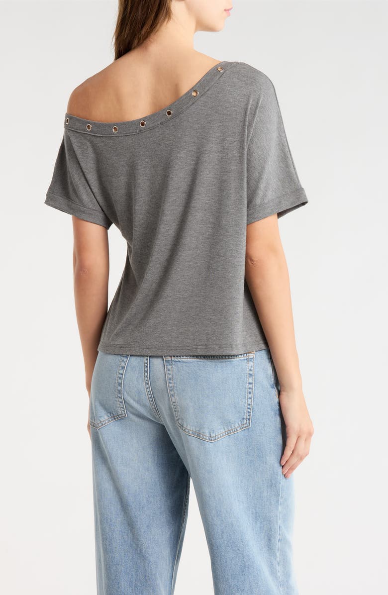 PacSun Moxie Grommet Detail One-Shoulder Top, Alternate, color, Gray