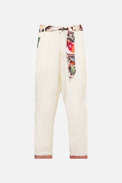 Relaxed Panelled Pant With Silk Belt Notes From The Road