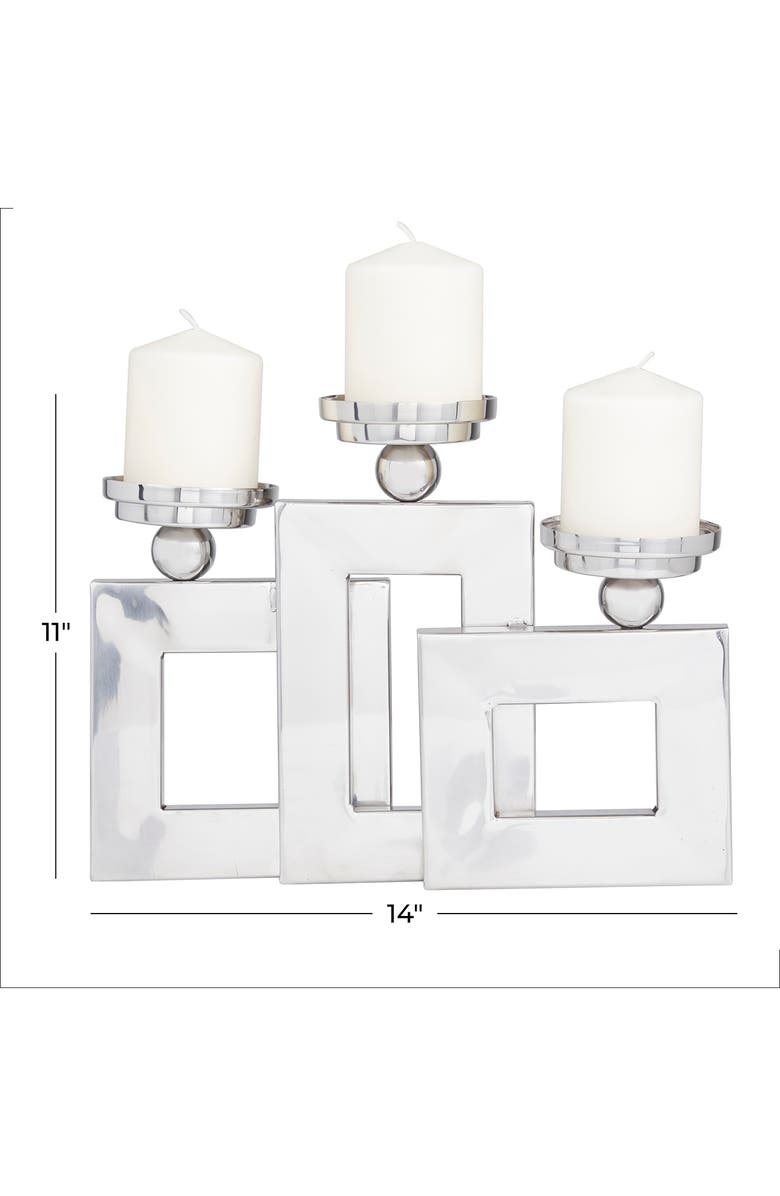 VIVIAN LUNE HOME Silvertone Stainless Steel Pillar 3 Plate Candle Holder, Alternate, color, Silver