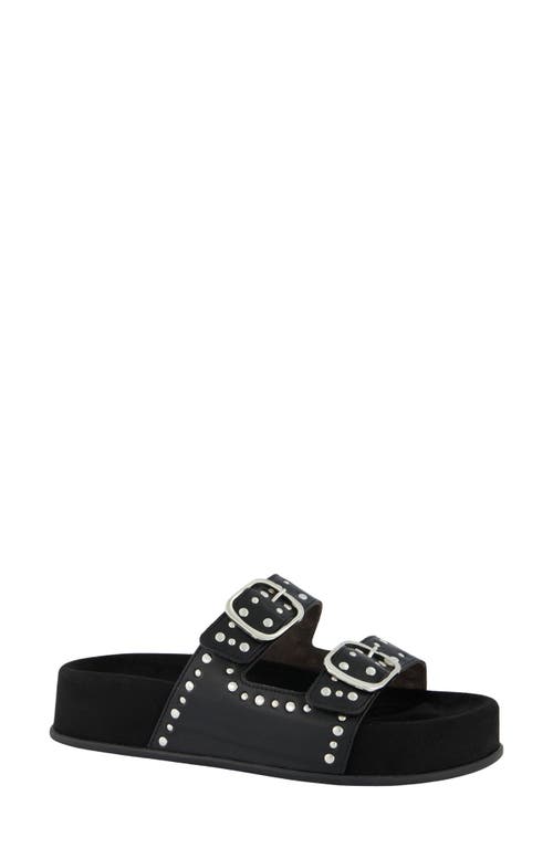 Paul Green Bali Slide Sandal In Black Nappa Leather