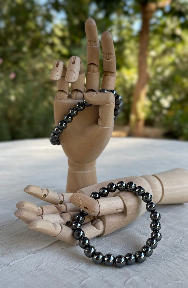 Humanist Beauty Crystal Healing Beaded Bracelet, Alternate, color, Hematite